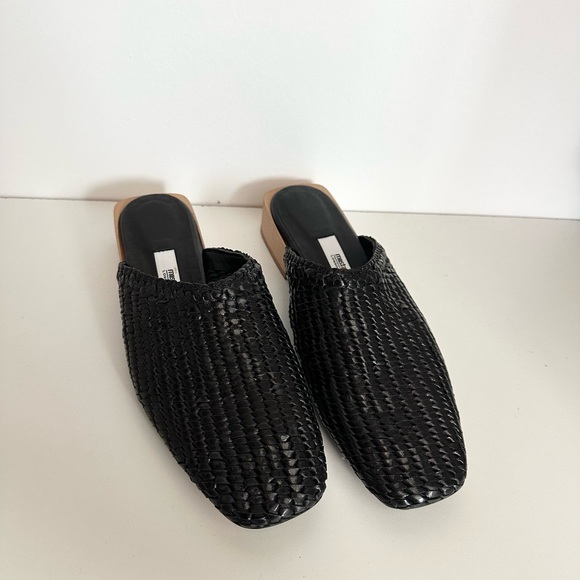 Miista Black Woven Mules with Wooden Heel - Picture 3 of 7